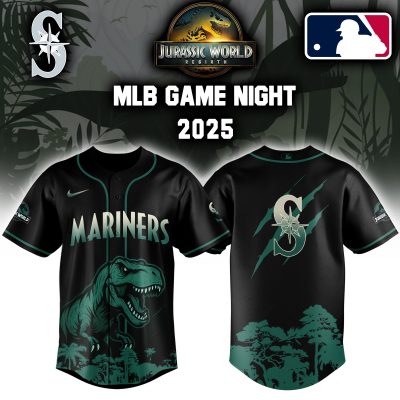 Seattle Mariners MLB x Jurassic World Night Game 2025 Personalized Baseball Jersey For Fan JWB1013