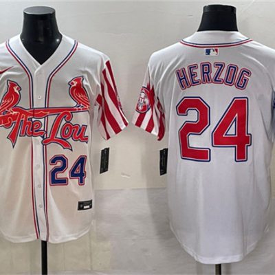 St. Louis Cardinals #24 Whitey Herzog White Independence Day Vapor Premier Limited Stitched Baseball Jersey