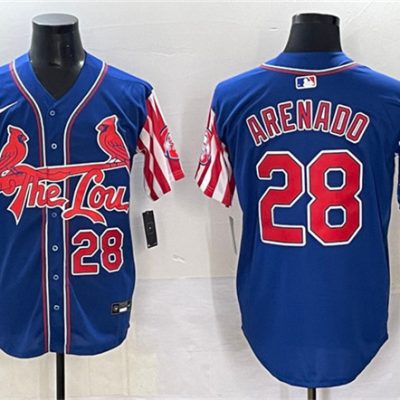 St. Louis Cardinals #28 Nolan Arenado Royal Independence Day Vapor Premier Limited Stitched Baseball Jersey