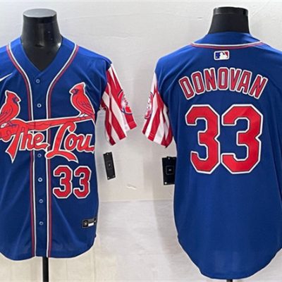 St. Louis Cardinals #33 Brendan Donovan Royal Independence Day Vapor Premier Limited Stitched Baseball Jersey