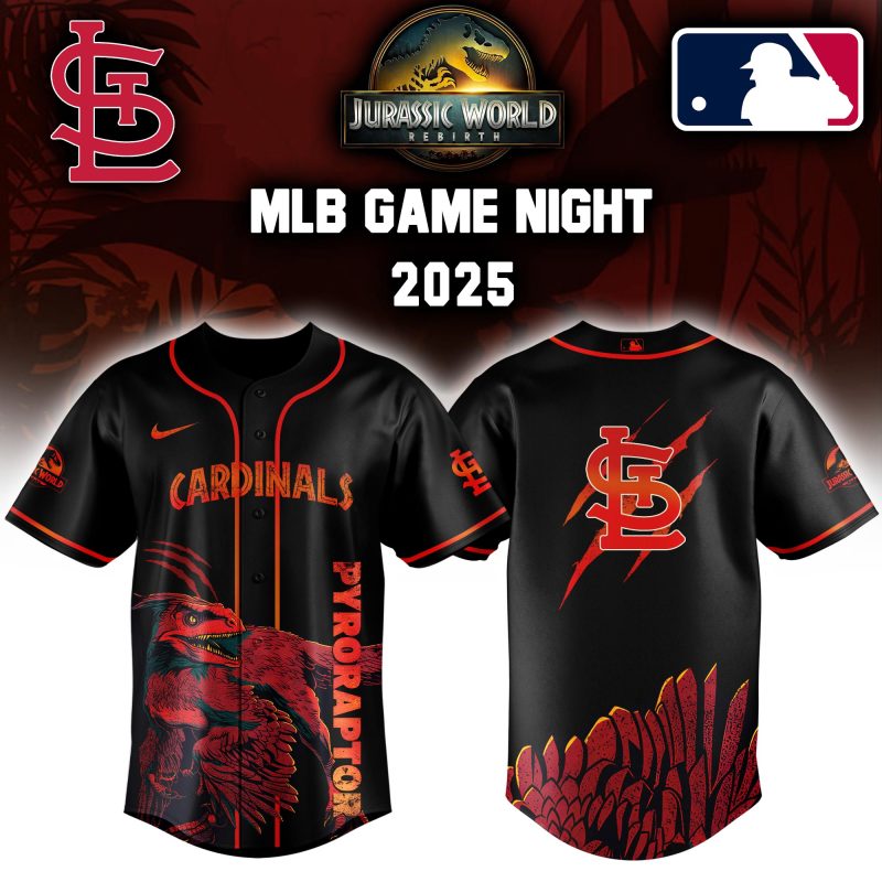 St. Louis Cardinals MLB x Jurassic World Night Game 2025 Personalized Baseball Jersey For Fan JWB1009
