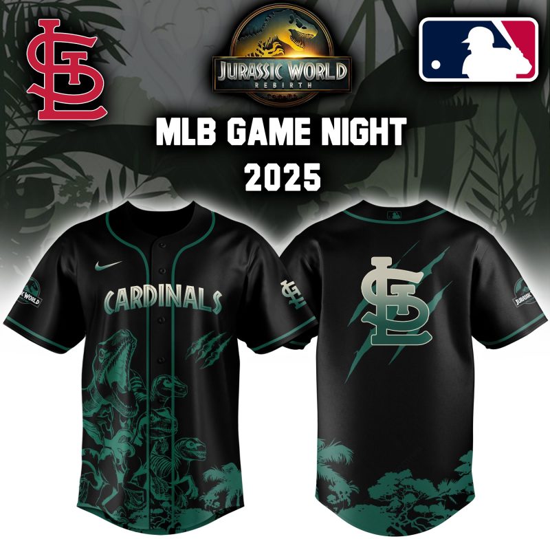St. Louis Cardinals MLB x Jurassic World Night Game 2025 Personalized Baseball Jersey For Fan JWB1010