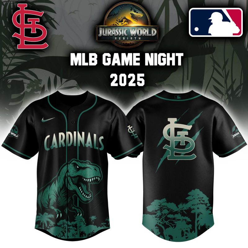 St. Louis Cardinals MLB x Jurassic World Night Game 2025 Personalized Baseball Jersey For Fan JWB1011