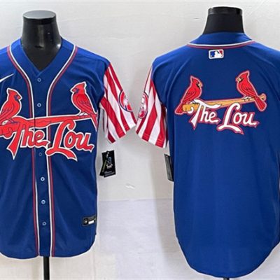 St. Louis Cardinals Team Big Logo Royal Independence Day Vapor Premier Limited Stitched Baseball Jersey