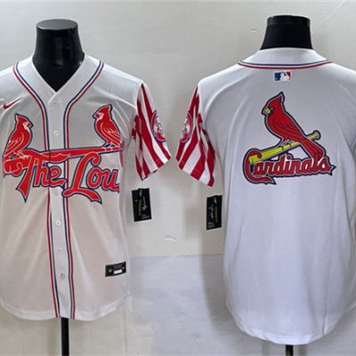 St. Louis Cardinals Team Big Logo White Independence Day Vapor Premier Limited Stitched Baseball Jersey