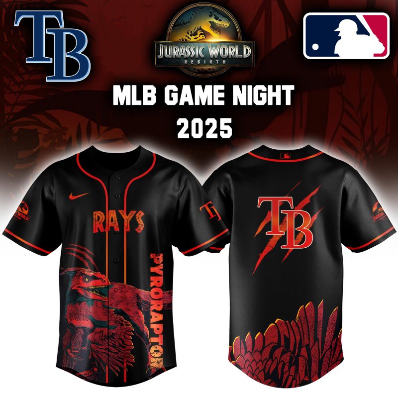 Tampa Bay Rays MLB x Jurassic World Night Game 2025 Personalized Baseball Jersey For Fan JWB1006
