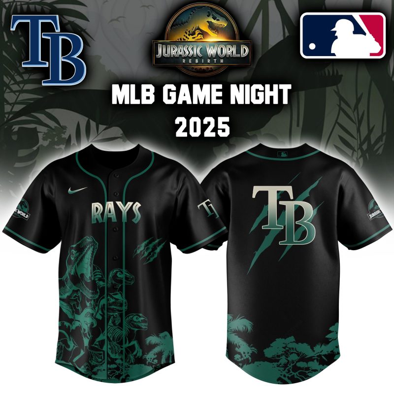 Tampa Bay Rays MLB x Jurassic World Night Game 2025 Personalized Baseball Jersey For Fan JWB1007
