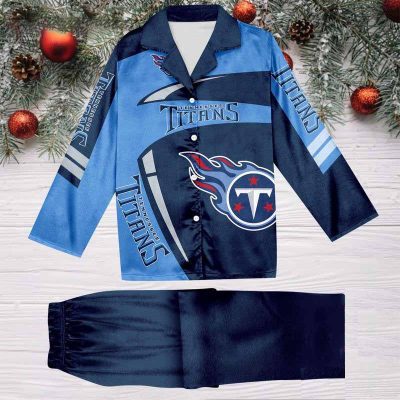 Tennessee Titans Football Team NFL Holiday Winter Satin Pajamas Set