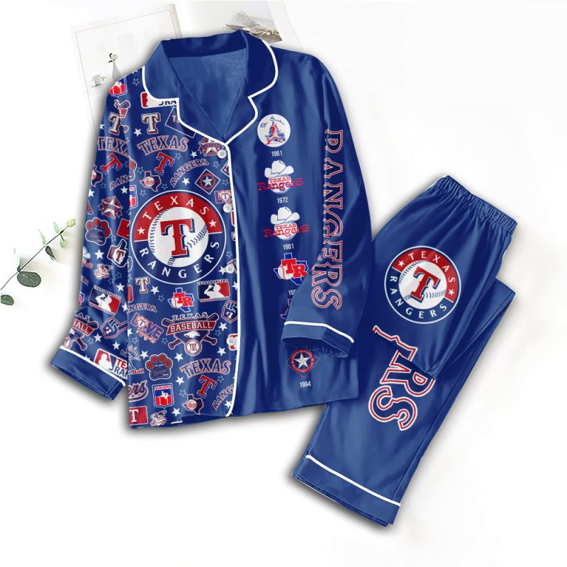 Texas Rangers Button Down Pajamas Set PMG1160