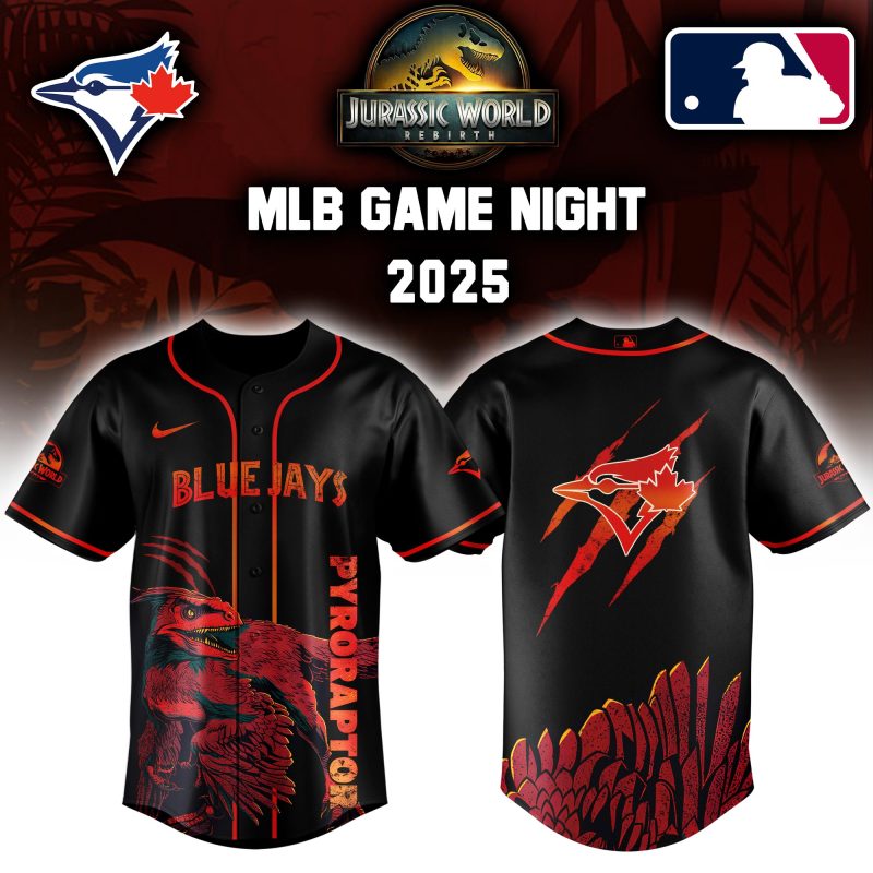 Toronto Blue Jays MLB x Jurassic World Night Game 2025 Personalized Baseball Jersey For Fan JWB1003