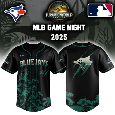 Toronto Blue Jays MLB x Jurassic World Night Game 2025 Personalized Baseball Jersey For Fan JWB1004