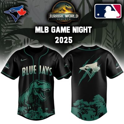 Toronto Blue Jays MLB x Jurassic World Night Game 2025 Personalized Baseball Jersey For Fan JWB1005