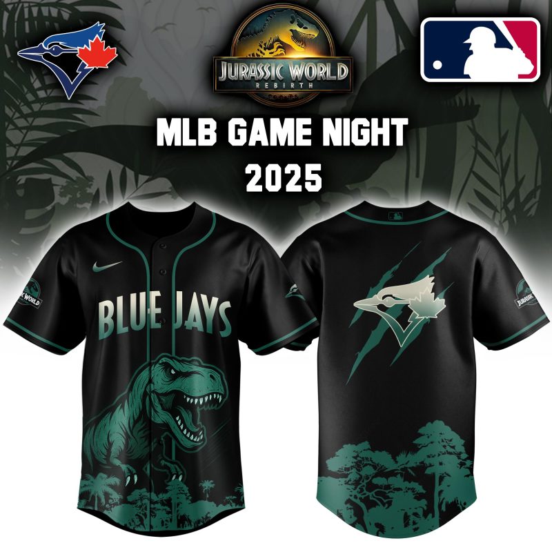 Toronto Blue Jays MLB x Jurassic World Night Game 2025 Personalized Baseball Jersey For Fan JWB1005