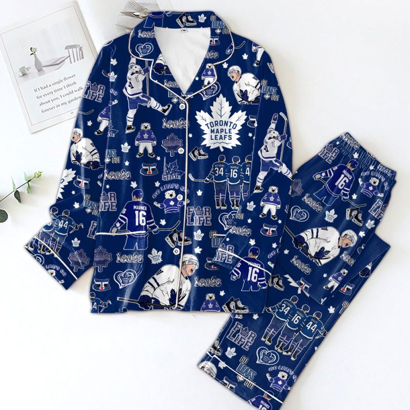 Toronto Maple Leafs Button Down Pajamas Set PMG1172