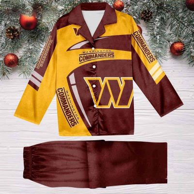 Washington Commanders Football Team NFL Holiday Winter Satin Pajamas Set
