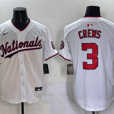 Washington Nationals #3 Dylan Crews White Home Limited Stitched Baseball Jersey