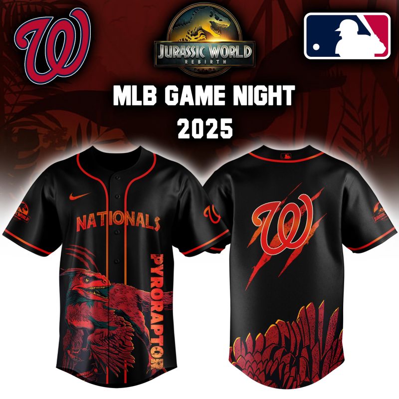 Washington Nationals MLB x Jurassic World Night Game 2025 Personalized Baseball Jersey For Fan JWB1000