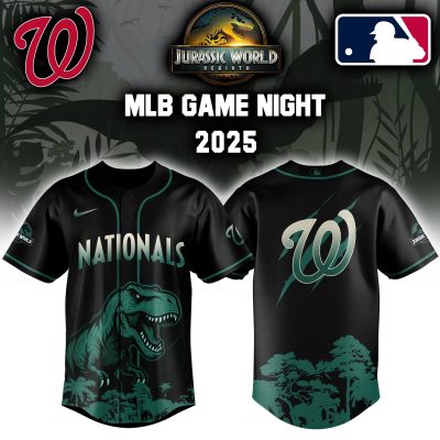 Washington Nationals MLB x Jurassic World Night Game 2025 Personalized Baseball Jersey For Fan JWB1002