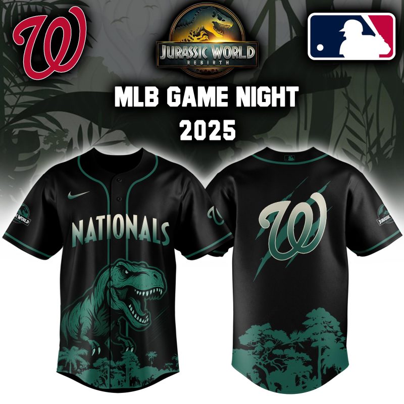Washington Nationals MLB x Jurassic World Night Game 2025 Personalized Baseball Jersey For Fan JWB1002