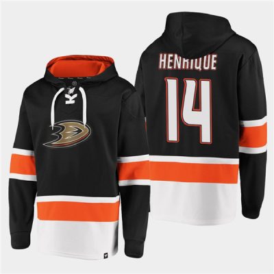 Anaheim Ducks #14 Adam Henrique Black Ageless Lace-Up Pullover Hoodie