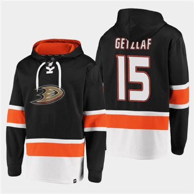 Anaheim Ducks #15 Ryan Getzlaf Black Ageless Lace-Up Pullover Hoodie