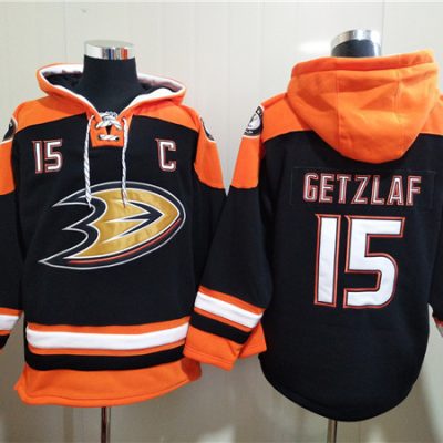 Anaheim Ducks #15 Ryan Getzlaf Black Ageless Lace-Up Pullover Hoodie