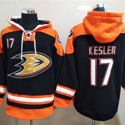 Anaheim Ducks #17 Ryan Kesler Black Ageless Lace-Up Pullover Hoodie