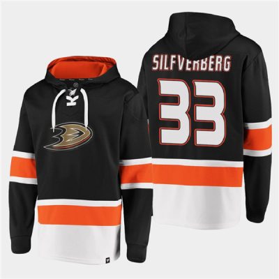 Anaheim Ducks #33 Jakob Silfverberg Black Ageless Lace-Up Pullover Hoodie