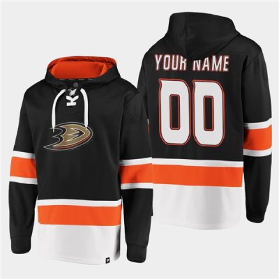 Anaheim Ducks Active Player Custom Black Ageless Lace-Up Pullover Hoodie