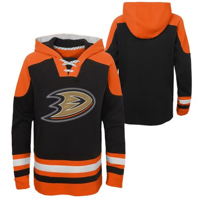 Anaheim Ducks Blank Black Ageless Lace-Up Pullover Hoodie
