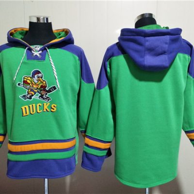 Anaheim Ducks Blank Green Ageless Lace-Up Pullover Hoodie