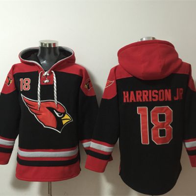 Arizona Cardinals #18 Marvin Harrison Jr. Black Ageless Lace-Up Pullover Hoodie