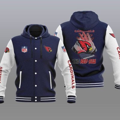 Arizona Cardinals Hooded Button Jacket with Hood - Navy