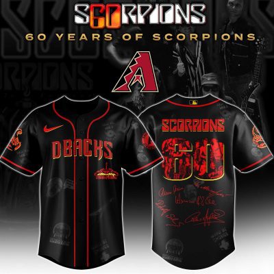 Arizona Diamondbacks MLB x Scorpions 60th Anniversary Tour Personalized Baseball Jersey For Fans