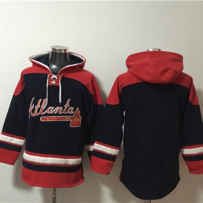 Atlanta Braves Blank Black/Red Ageless Lace-Up Pullover Hoodie
