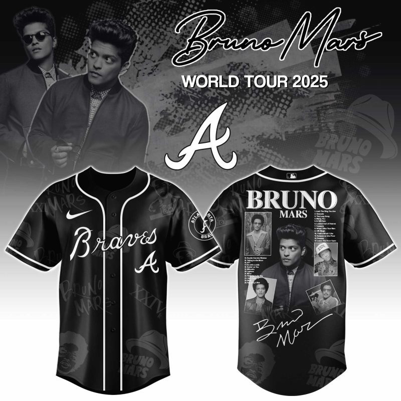 Atlanta Braves MLB x Bruno Mars at Park MGM Personalized Baseball Jersey For Fans