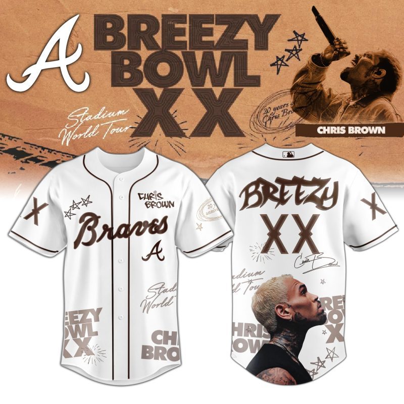 Atlanta Braves MLB x Chris Brown Breezy Bowl XX Stadium World Tour Personalized Baseball Jersey For Fans