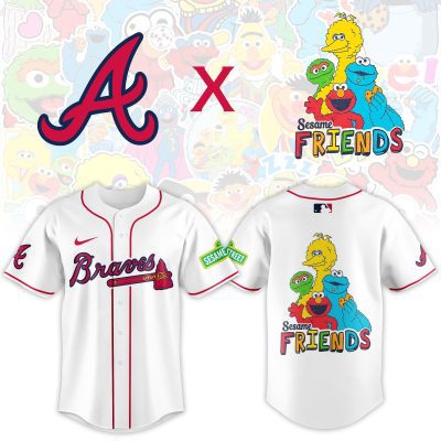 Atlanta Braves MLB x Sesame Street Night Personalized Baseball Jersey For Fans