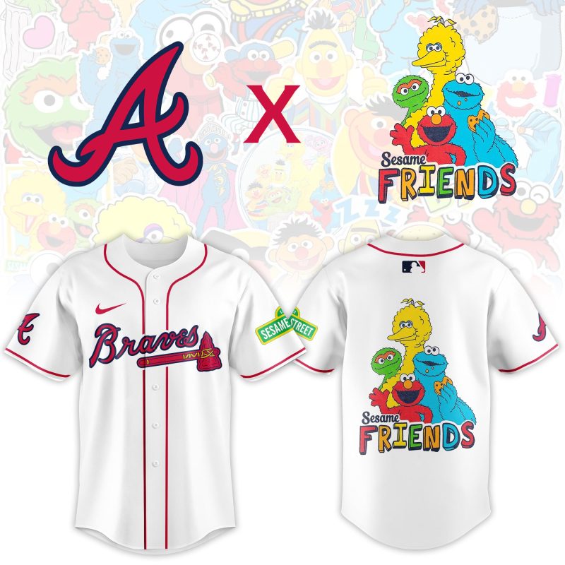 Atlanta Braves MLB x Sesame Street Night Personalized Baseball Jersey For Fans