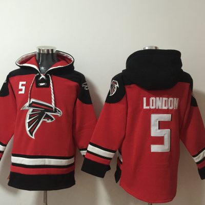 Atlanta Falcons #5 Drake London Red Ageless Lace-Up Pullover Hoodie