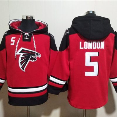 Atlanta Falcons #5 Drake London Red Ageless Lace-Up Pullover Hoodie