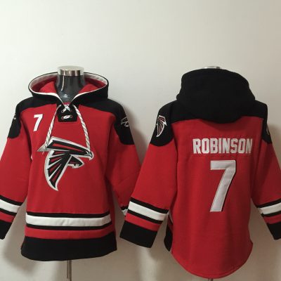Atlanta Falcons #7 Bijan Robinson Red Ageless Lace-Up Pullover Hoodie