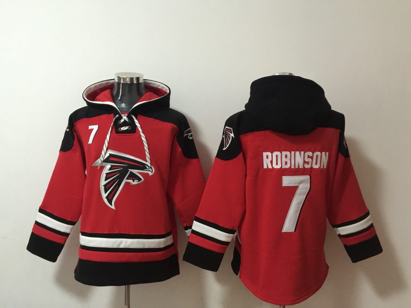 Atlanta Falcons #7 Bijan Robinson Red Ageless Lace-Up Pullover Hoodie