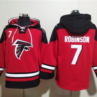 Atlanta Falcons #7 Bijan Robinson Red Ageless Lace-Up Pullover Hoodie