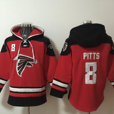 Atlanta Falcons #8 Kyle Pitts Red Ageless Lace-Up Pullover Hoodie