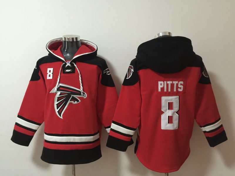 Atlanta Falcons #8 Kyle Pitts Red Ageless Lace-Up Pullover Hoodie