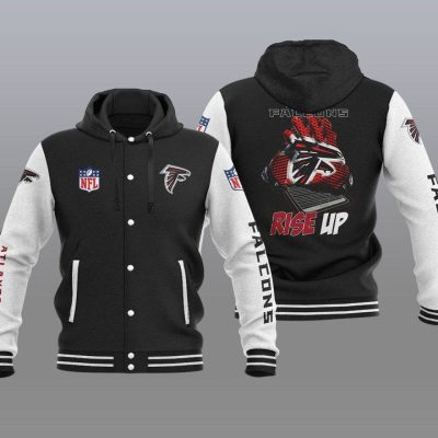 Atlanta Falcons Hooded Button Jacket with Hood - Black