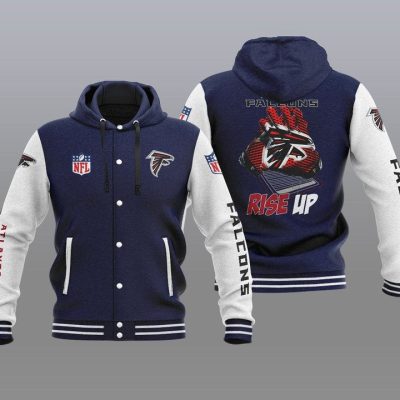 Atlanta Falcons Hooded Button Jacket with Hood - Navy