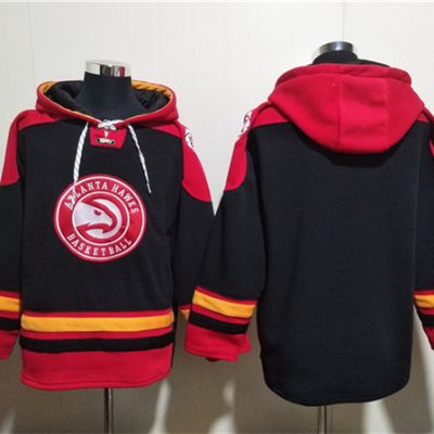 Atlanta Hawks Blank Black/Red Lace-Up Pullover Hoodie