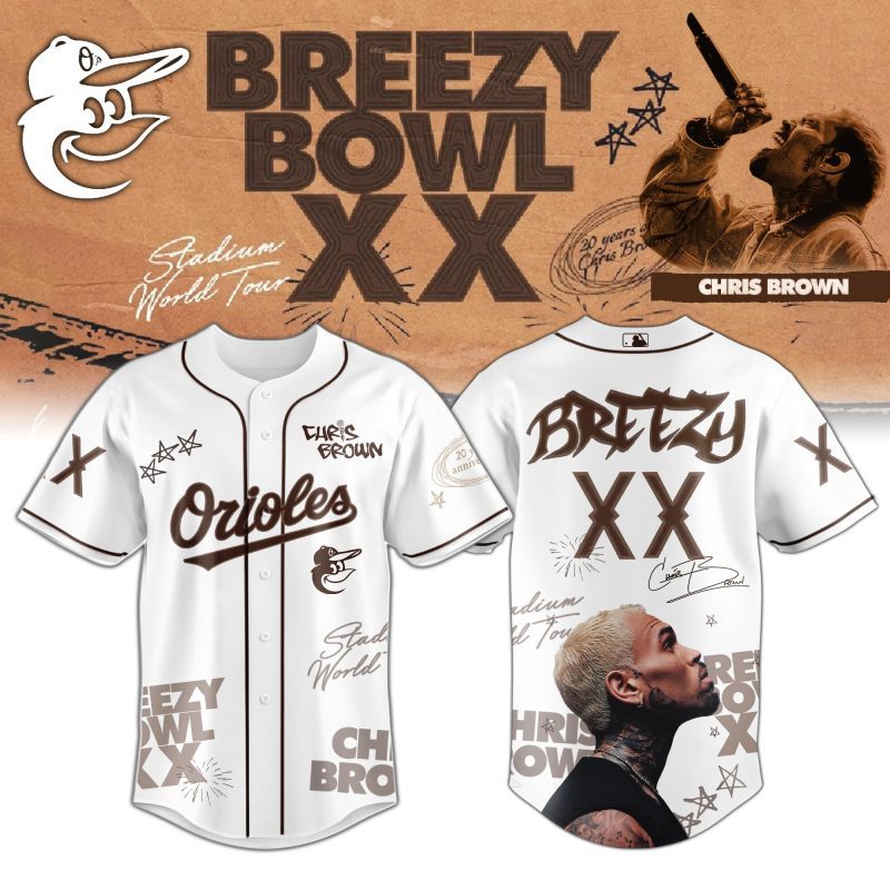 Baltimore Orioles MLB x Chris Brown Breezy Bowl XX Stadium World Tour Personalized Baseball Jersey For Fans